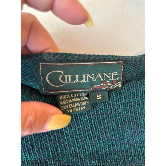 Vintage Women's 80's Cullinane Sweater sz S Embroidery Puff Sleeves Floral Green - Picture 5 of 7